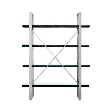 Kerala Black Recycled Wood and Glass 4 Tier Shelf Unit