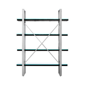 Kerala Black Recycled Wood and Glass 4 Tier Shelf Unit – side view