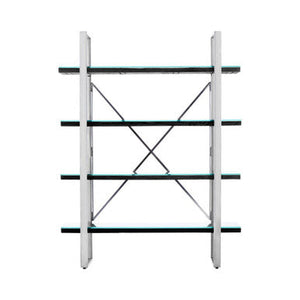 Kerala Black Recycled Wood and Glass 4 Tier Shelf Unit – close-up