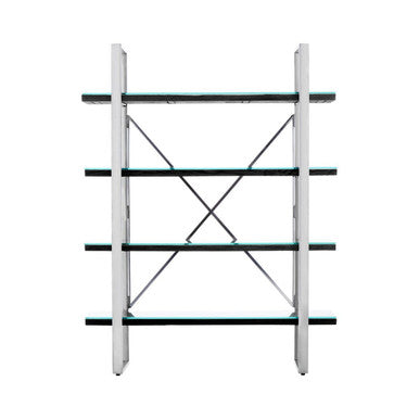 Kerala Black Recycled Wood and Glass 4 Tier Shelf Unit – close-up