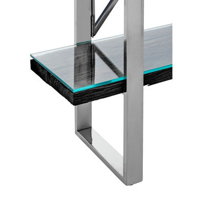 Kerala Black Recycled Wood and Glass 4 Tier Shelf Unit – dimensions