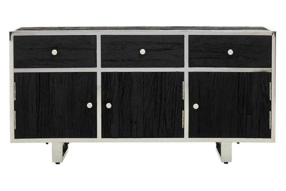 Kerala Black Recycled Wood 3 Door and 3 Drawer Sideboard