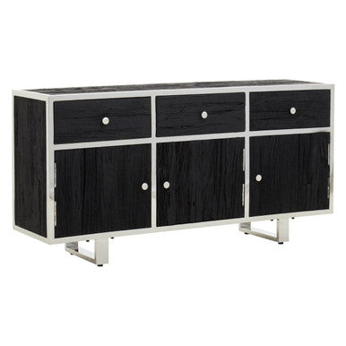 Kerala Black Recycled Wood 3 Door and 3 Drawer Sideboard – detail