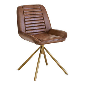 Buffalo Brown Leather Chair with Gold Finish Legs – detail
