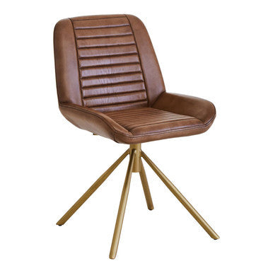 Buffalo Brown Leather Chair with Gold Finish Legs – detail