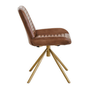 Buffalo Brown Leather Chair with Gold Finish Legs – in room setting