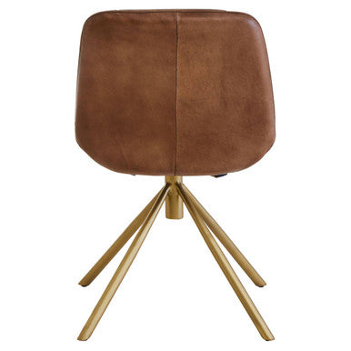Buffalo Brown Leather Chair with Gold Finish Legs – dimensions