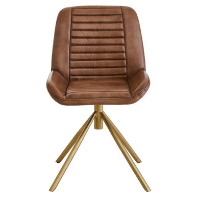 Buffalo Brown Leather Chair with Gold Finish Legs