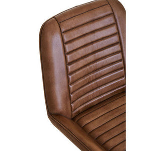 Buffalo Brown Leather Chair with Gold Finish Legs – close-up