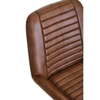 Buffalo Brown Leather Chair with Gold Finish Legs – close-up