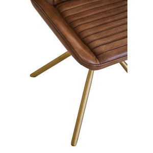 Buffalo Brown Leather Chair with Gold Finish Legs – back view