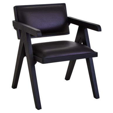 Buffalo Black Leather Armchair – in room setting