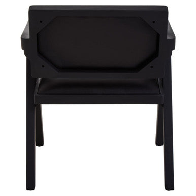 Buffalo Black Leather Armchair With Wood Frame