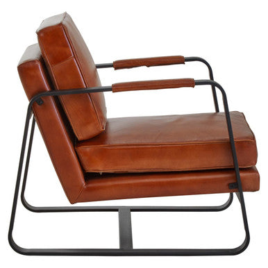 Buffalo Brown Leather Armchair with Black Metal Frame – dimensions