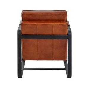 Buffalo Brown Leather Armchair with Black Metal Frame – close-up