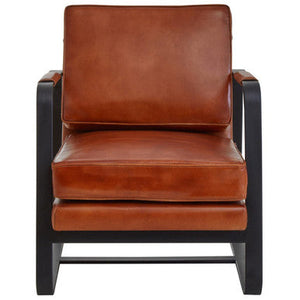 Buffalo Brown Leather Armchair with Black Metal Frame – side view