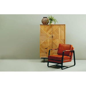 Buffalo Tan Leather Armchair With Black Iron Frame