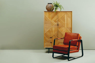 Buffalo Brown Leather Armchair with Black Metal Frame – back view