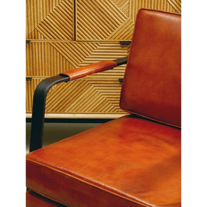 Buffalo Tan Leather Armchair With Black Iron Frame