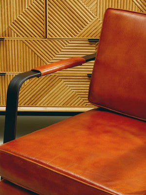 Buffalo Brown Leather Armchair with Black Metal Frame – detail 3
