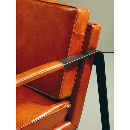 Buffalo Tan Leather Armchair With Black Iron Frame