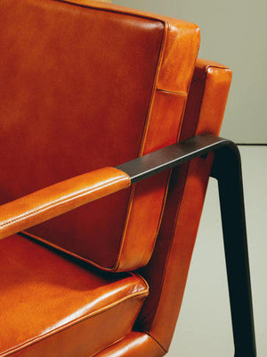 Buffalo Brown Leather Armchair with Black Metal Frame – in room setting 3