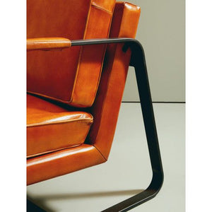 Buffalo Tan Leather Armchair With Black Iron Frame
