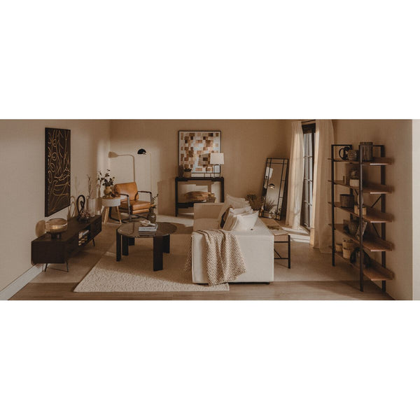 Buffalo Tan Leather Armchair With Black Iron Frame