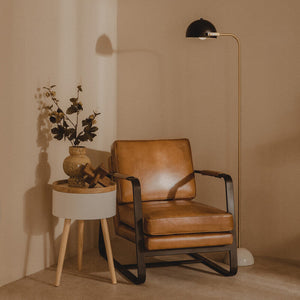Buffalo Brown Leather Armchair with Black Metal Frame – detail