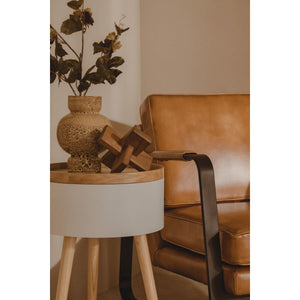 Buffalo Tan Leather Armchair With Black Iron Frame