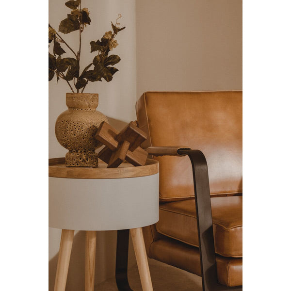 Buffalo Tan Leather Armchair With Black Iron Frame