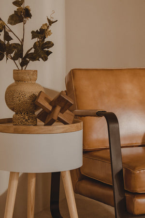 Buffalo Brown Leather Armchair with Black Metal Frame – back view 2