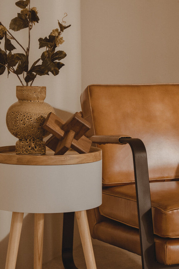 Buffalo Brown Leather Armchair with Black Metal Frame – back view 2
