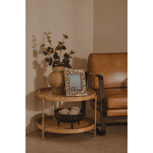 Buffalo Tan Leather Armchair With Black Iron Frame