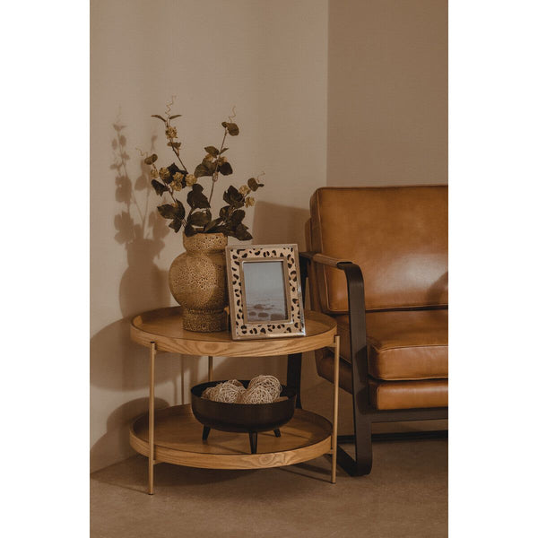 Buffalo Tan Leather Armchair With Black Iron Frame