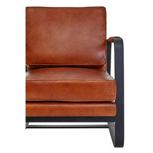 Buffalo Brown Leather Armchair with Black Metal Frame – close-up 3