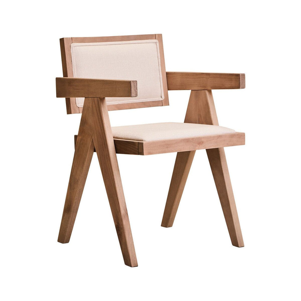 Cebu Ivory Fabric and Grey Wash Beech Wood Dining Chair