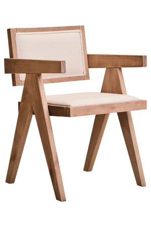 Cebu Ivory Fabric and Grey Wash Beech Wood Dining Chair – in room setting