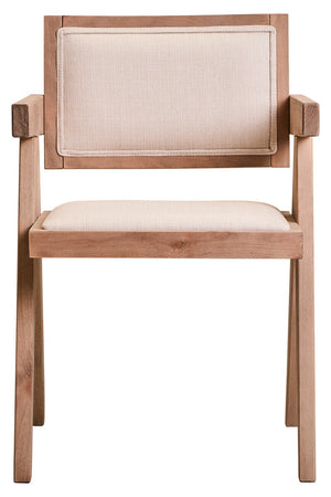 Cebu Ivory Fabric and Grey Wash Beech Wood Dining Chair – side view