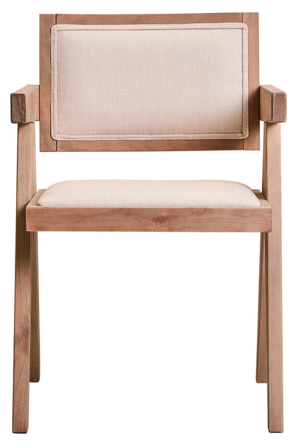 Cebu Ivory Fabric and Grey Wash Beech Wood Dining Chair – side view