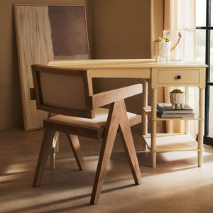 Cebu Ivory Fabric and Grey Wash Beech Wood Dining Chair – detail