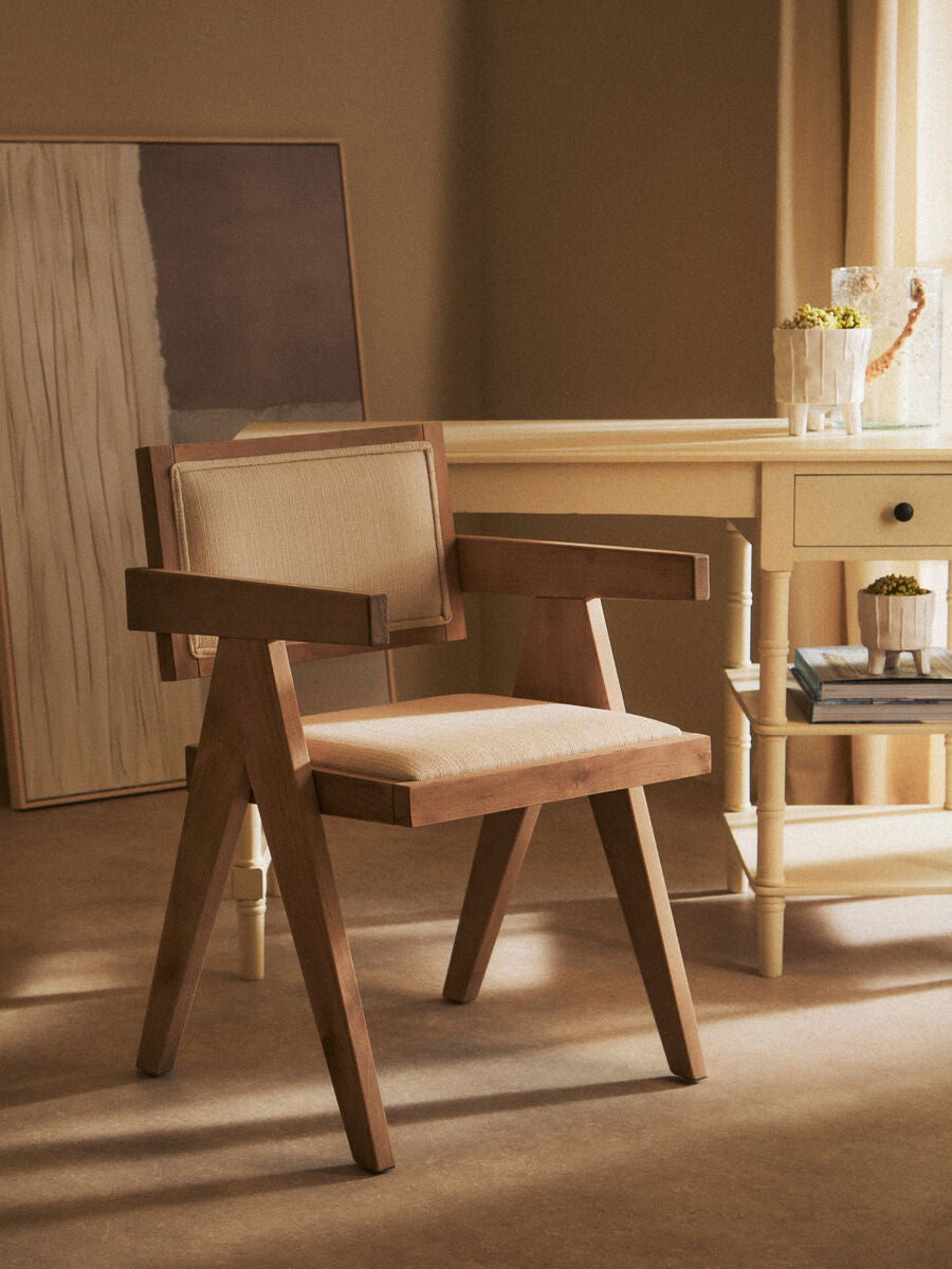 Cebu Ivory Fabric and Grey Wash Beech Wood Dining Chair