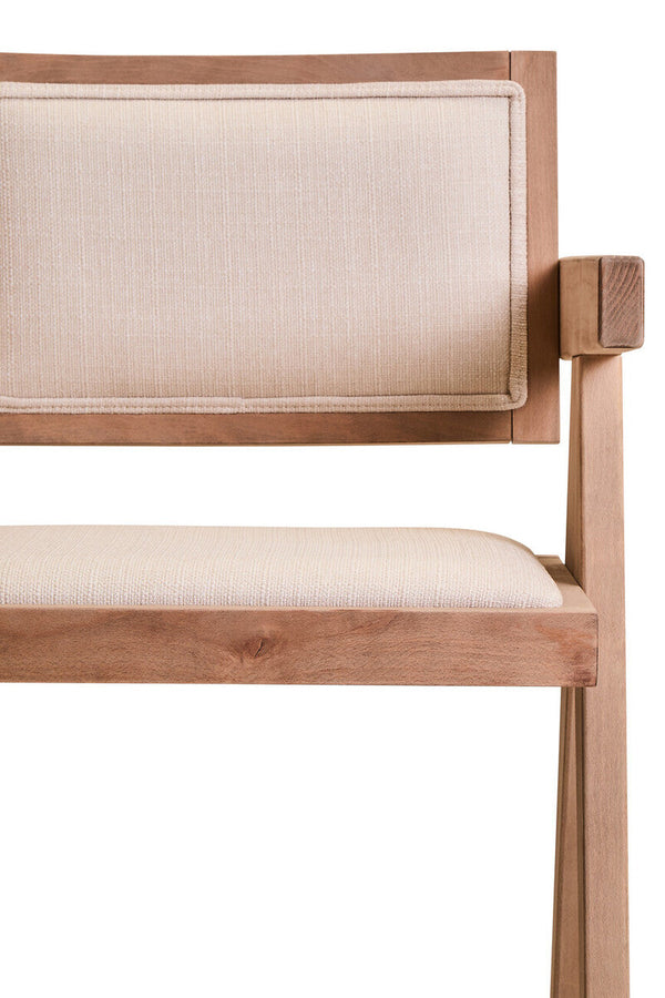Cebu Ivory Fabric and Grey Wash Beech Wood Dining Chair – back view