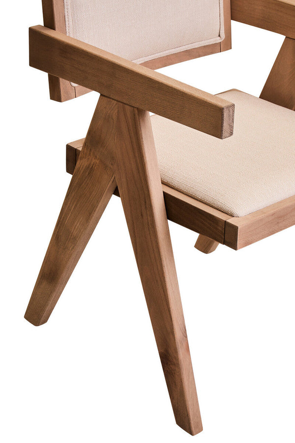 Cebu Ivory Fabric and Grey Wash Beech Wood Dining Chair – angle view