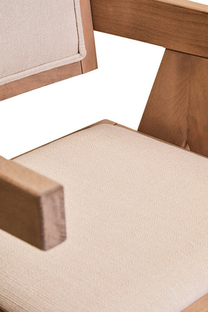 Cebu Ivory Fabric and Grey Wash Beech Wood Dining Chair – side view 2