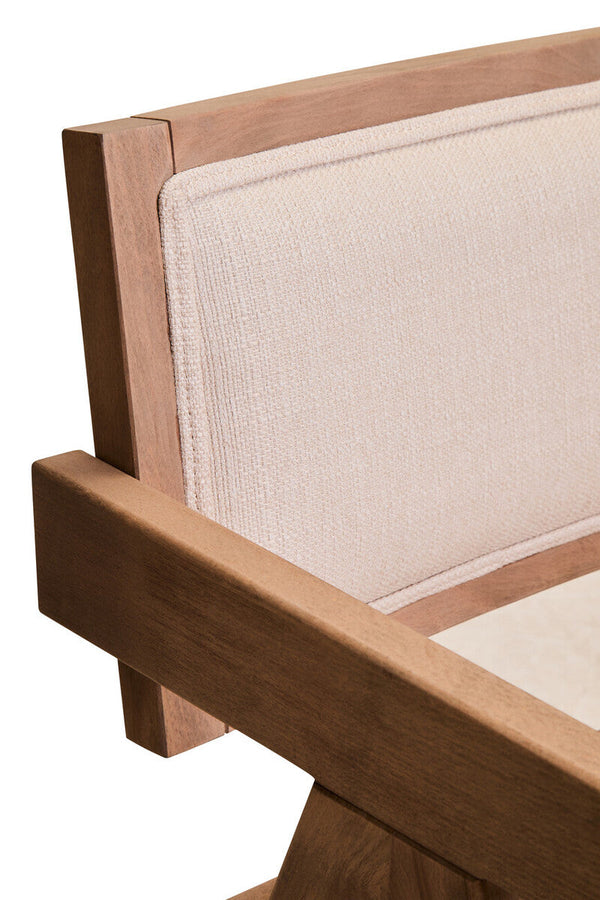 Cebu Ivory Fabric and Grey Wash Beech Wood Dining Chair – detail 2