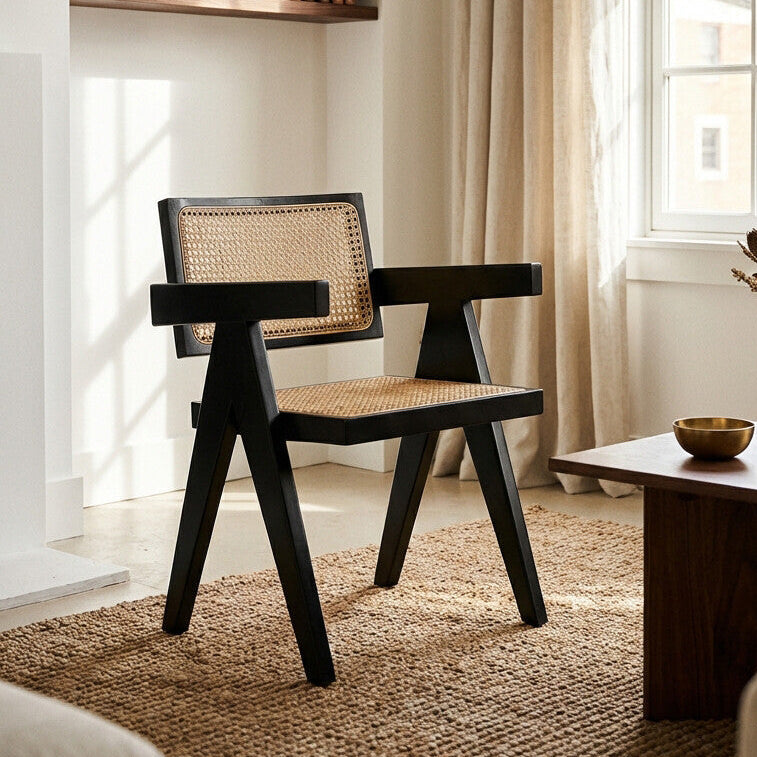 Cebu Natural Cane and Black Beech Wood Dining Chair