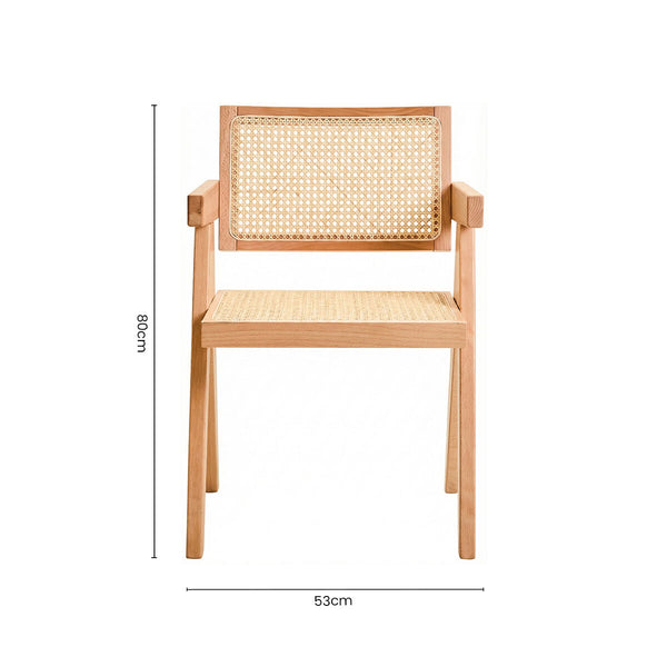 Cebu Natural Cane and Beech Wood Dining Chair – dimensions 2