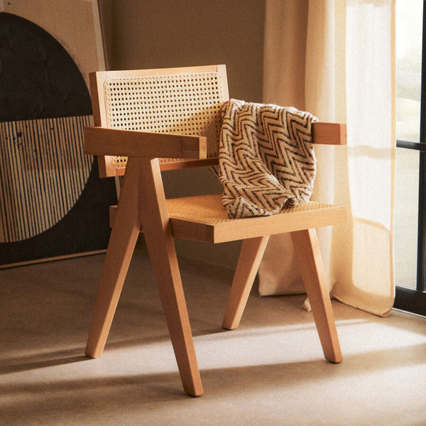 Cebu Natural Cane and Beech Wood Dining Chair – detail