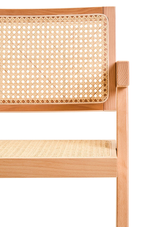 Cebu Natural Cane and Beech Wood Dining Chair – close-up